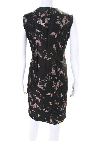 Sara Campbell Womens Metallic Floral Pleated Sleeveless Dress Black Size 10