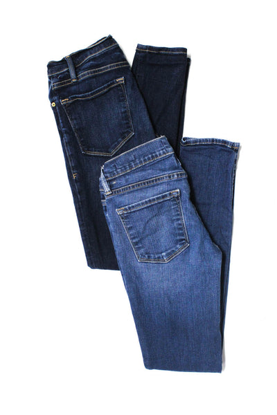 Frame Denim Womens Mid Rise Skinny Leg Jeans Blue Cotton Size 24 Lot 2