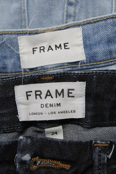 Frame Womens Straight Leg Boot Cut Jeans Blue Black Cotton Size 25 24 Lot 2