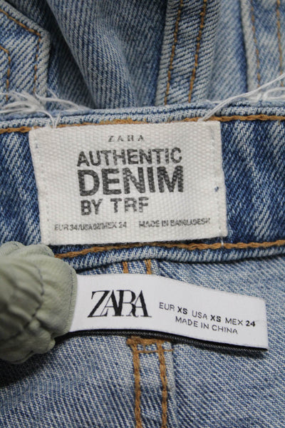 Zara Women's Button Fly Medium Wash Straight Leg Denim Pant Size 2 Lot 2