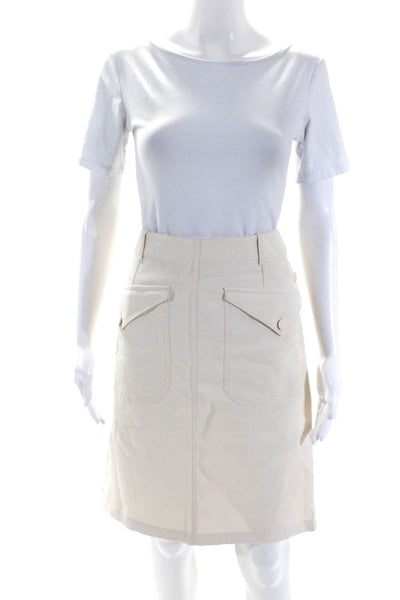 Hermes Womens Two Pocket Button Up Knee Length Pencil Skirt Beige Size 40