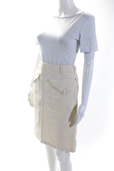 Hermes Womens Two Pocket Button Up Knee Length Pencil Skirt Beige Size 40