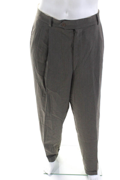 Giorgio Armani Men's Button Pleated Front Straight Leg Dress Pant Gray Size 40