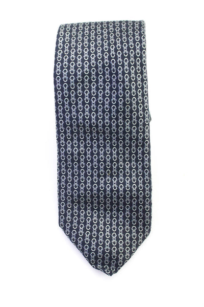 Gucci Men's Silk Classic Neck Tie Navy Blue Silver  One Size