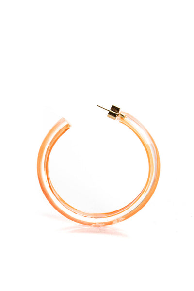 Alison Lou Womens Gold Tone Orange Lucite Medium Jelly Hoop Earrings 2.4"