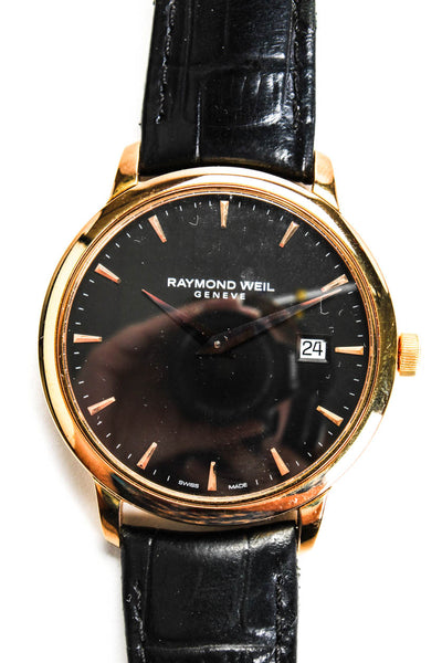 Raymond Weil Mens Rose Gold Tone Toccata Swiss Made Leather Strap 50 meter Watch