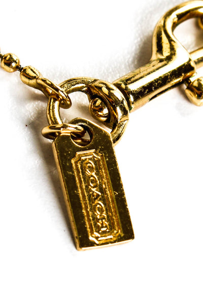 Coach Womens Gold Tone Orange Enamel Logo Ball Pendant Chain Necklace 19"