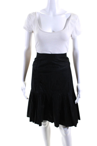 Sonia Rykiel Womens Solid Black Cotton Pleated Knee Length A-Line Skirt Size 42