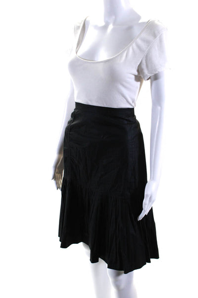 Sonia Rykiel Womens Solid Black Cotton Pleated Knee Length A-Line Skirt Size 42