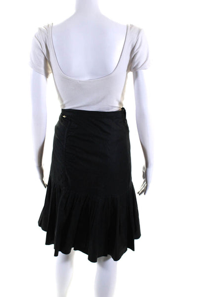 Sonia Rykiel Womens Solid Black Cotton Pleated Knee Length A-Line Skirt Size 42