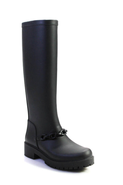 Coach Womens Rubber Pull On Knee High Westerly Rain Boots Black Size 6 B