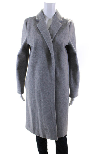 Zara Womens Long Sleeves Classic Lapel Open Front Coat Heather Gray Size Large