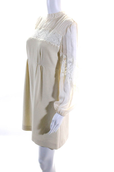 Nanette Lepore Womens Lace Long Sleeves Knee Length Dress White Size 8