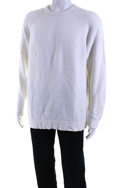 Theory Mens Pullover Long Sleeve Crew Neck Sweater White Cotton Size 2XL