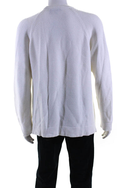 Theory Mens Pullover Long Sleeve Crew Neck Sweater White Cotton Size 2XL