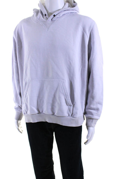 Theory Mens Pullover Long Sleeve Hoodie Sweater Chalk White Cotton Size 2XL