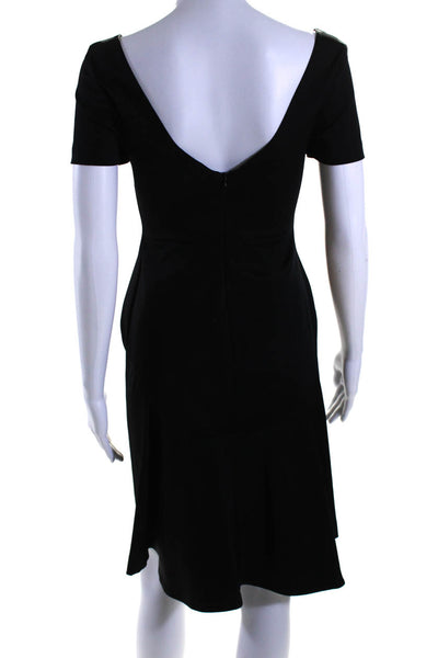 Anna Molinari Womens Short Sleeve V Neck Knee Length Sheath Dress Black IT 40