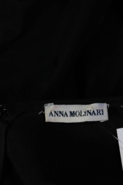 Anna Molinari Womens Short Sleeve V Neck Knee Length Sheath Dress Black IT 40
