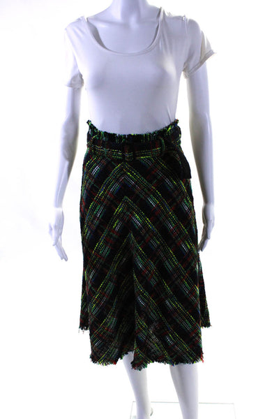 Zara Womens Pleated Faux Leather Tweed A Line Midi Skirt Size XS Lot 2