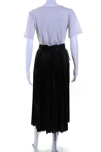 Zara Womens Pleated Faux Leather Tweed A Line Midi Skirt Size XS Lot 2