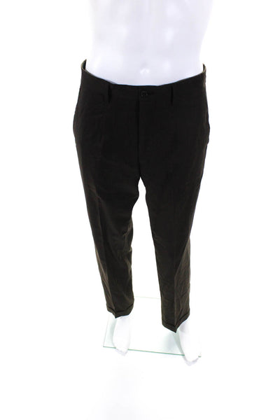 Dolce & Gabbana Mens Cuffed Pleated Straight Leg Twill Pants Brown Size IT 48
