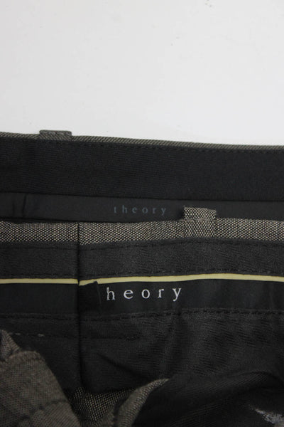 Theory Mens Slim Straight Pleated Dress Pants Brown Wool Size 31 Lot 2