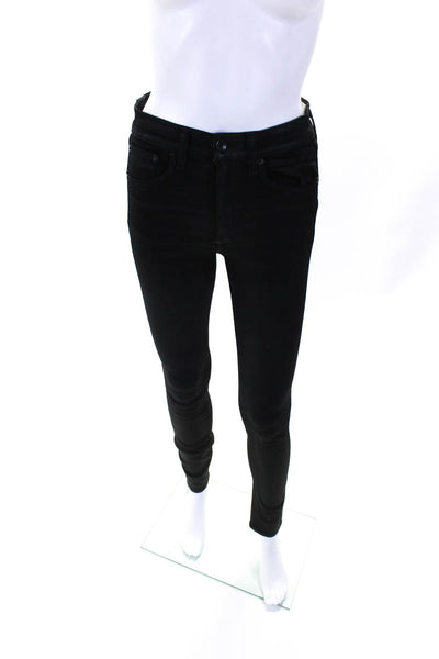 Rag & Bone Womens Cotton Buttoned Zipped Skinny Leg Pants Black Size EUR25