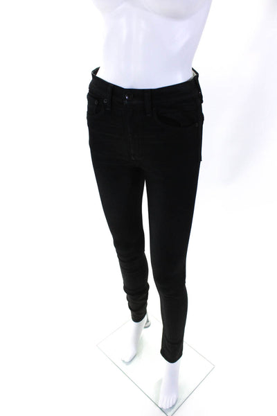 Rag & Bone Womens Cotton Buttoned Zipped Skinny Leg Pants Black Size EUR25