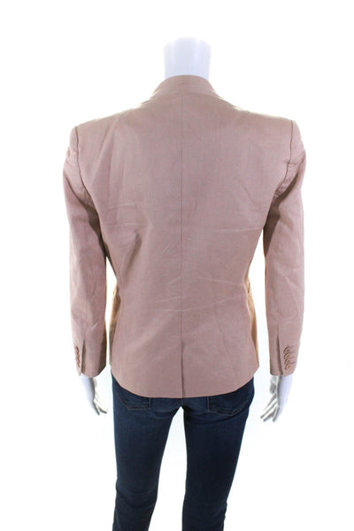 Helmut Womens Cotton V-Neck Darted Buttoned Long Sleeve Blazer Pink Size 2