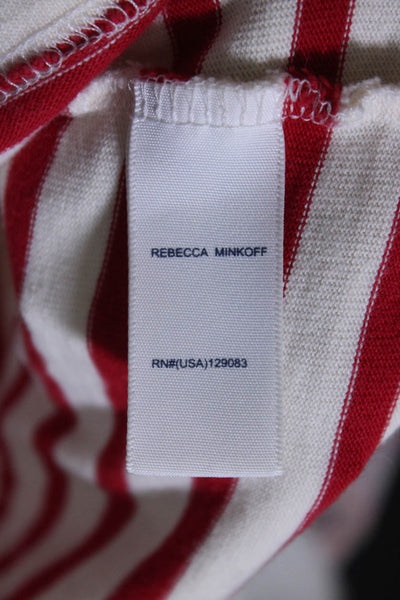 Rebecca Minkoff Womens Cotton Striped Round Neck Long Sleeve Top Red Size XS