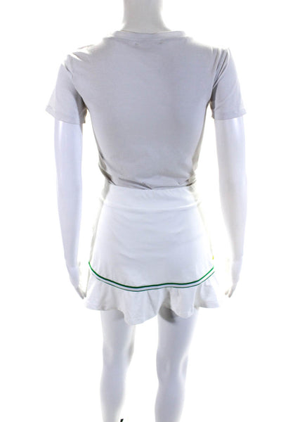 L'oeuf Poche Womens Short Sleeve Activewear Top + Skort Set White Size L S