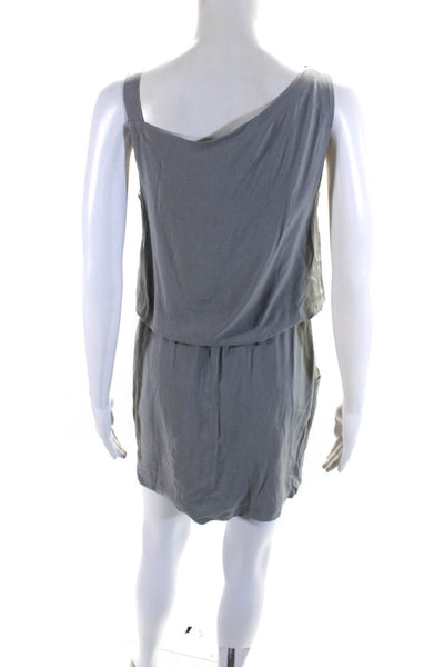 Theory Womens Two Pocket Sleeveless Asymmetrical Mini Dress Gray Size 0