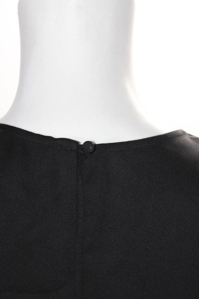 Theory Women's Round Neck Sleeveless Pleated Silk Blouse Black Size M