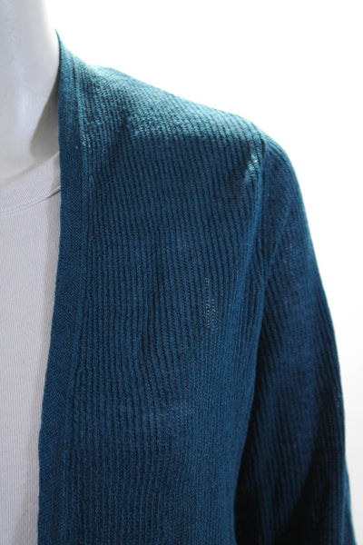 Eileen Fisher Womens Linen Ribbed Sweater Blue Size Extra Extra Small