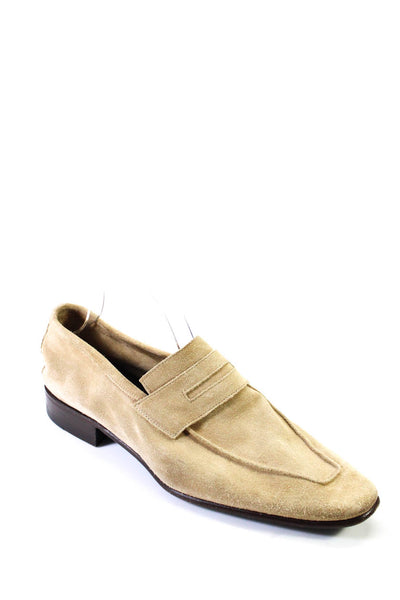 Hadleighs Mens Suede Slide On Casual Loafers Khaki Beige Size 9.5