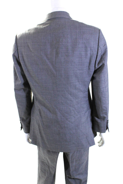 Le Delon Mens Gray Printed Two Button Long Sleeve Blazer Pants Suit Set Size 40