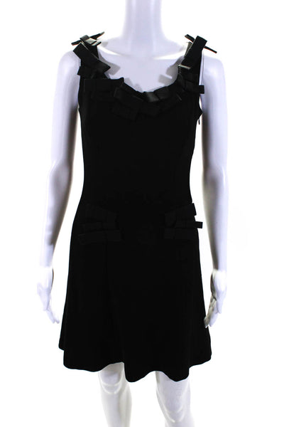 Moschino Womens Bow Embellished Scoop Neck Crepe Sheath Dress Black Size 6