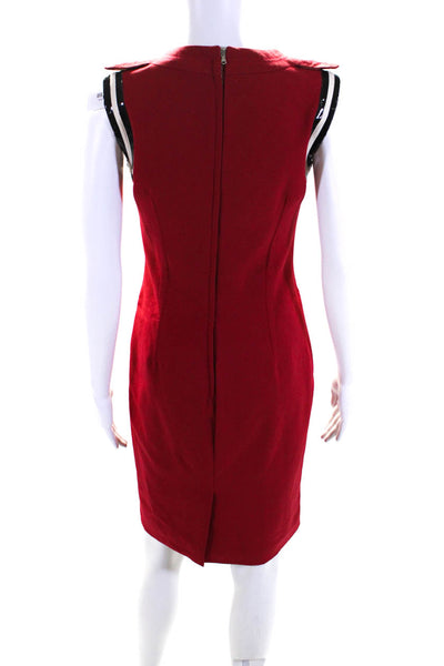 Dolce & Gabbana Womens Faux Leather Trim Crew Neck Sheath Dress Red Size IT 40