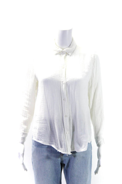 Rails Womens Cotton Collared Long Sleeve Button Up Blouse Top White Size XS
