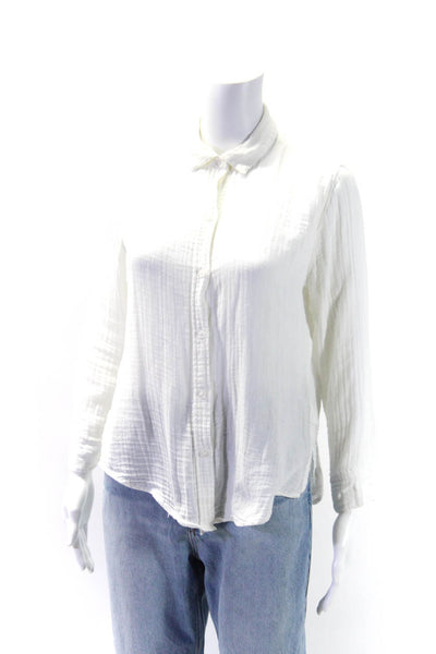 Rails Womens Cotton Collared Long Sleeve Button Up Blouse Top White Size XS