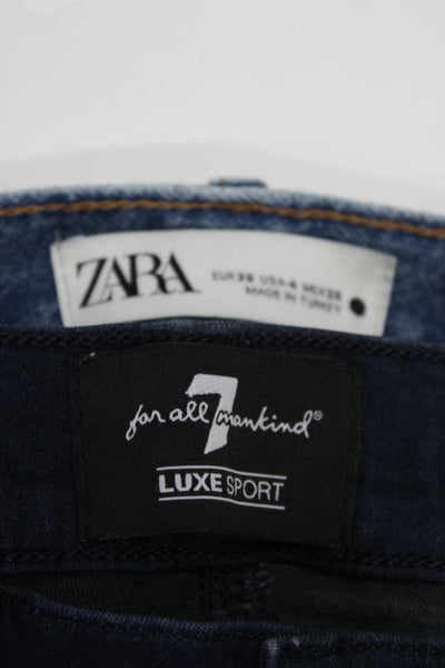 Zara 7 For All Mankind Womens Straight Leg Buttoned Jeans Blue Size 28 4 Lot 2