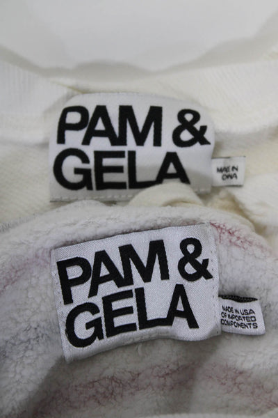 Pam & Gela Womens Pullover Sweatshirts White Multi Colored Size Petite Lot 2