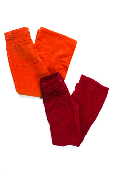 Bonpoint Girls Hook Closure Corduroy Straight Leg Pant Red Orange Size 6 Lot 2