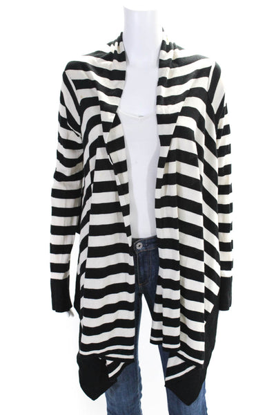 BCBG Max Azria Womens Striped Wrap Sweater Black White Size Extra Small