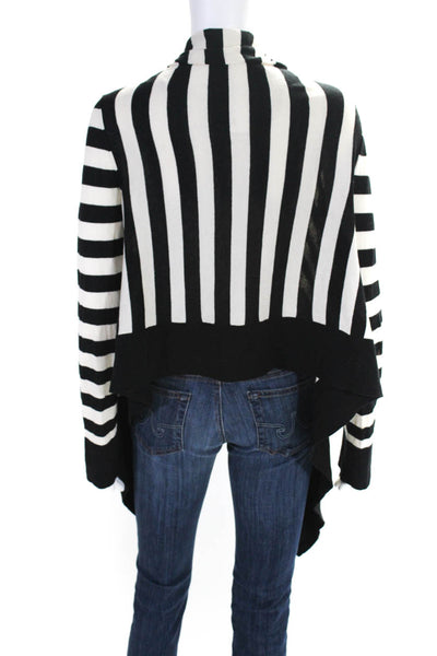 BCBG Max Azria Womens Striped Wrap Sweater Black White Size Extra Small