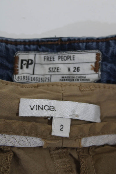 Vince Free People Womens Cargo Shorts Jeans Brown Blue Size 2 26 Lot 2