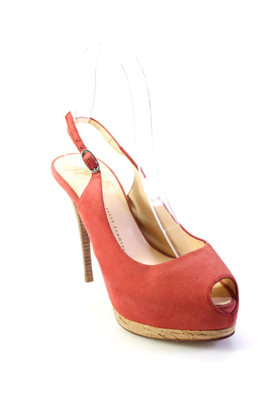 Giuseppe Zanotti Design Womens Peep Toe Slingback Sandals Red Suede Size 36 6