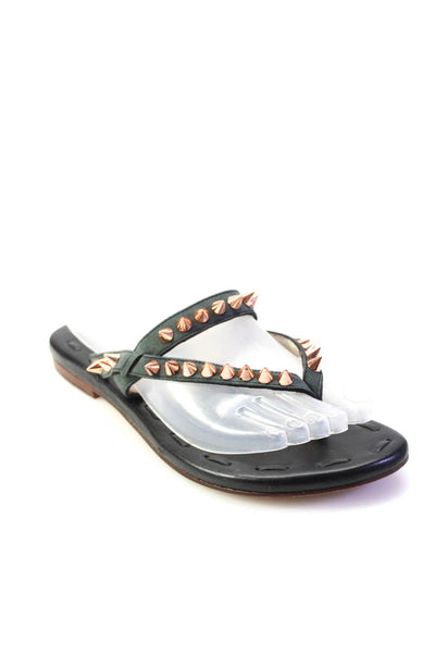 Matt Bernson Womens Spike Studded Flip Flop Thong Sandals Black Size 6