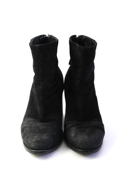 Rag & Bone Womens Back Zip Block Heel Cap Toe Knee High Boots Black Suede 36