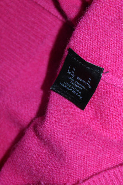 Kelly Wearstler Womens Fuschia Cashmere V-Neck Long Sleeve Sweater Top Size S